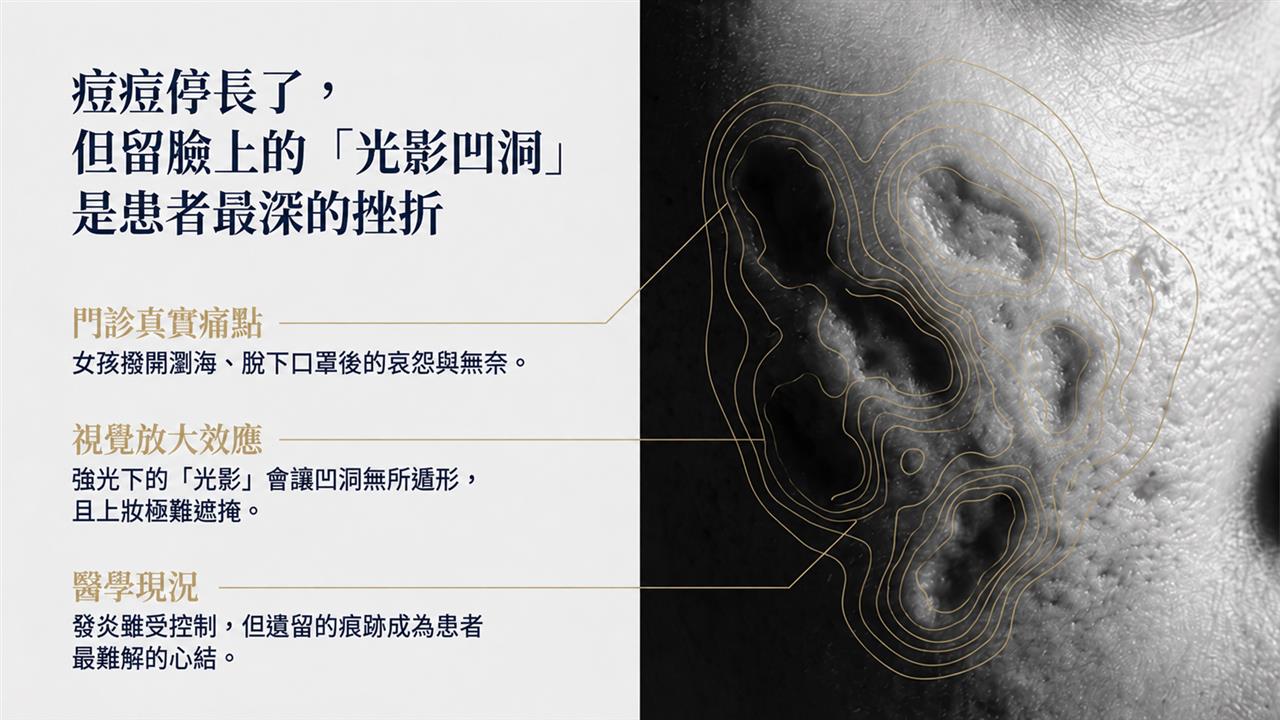 痘疤凹洞光影放大效應