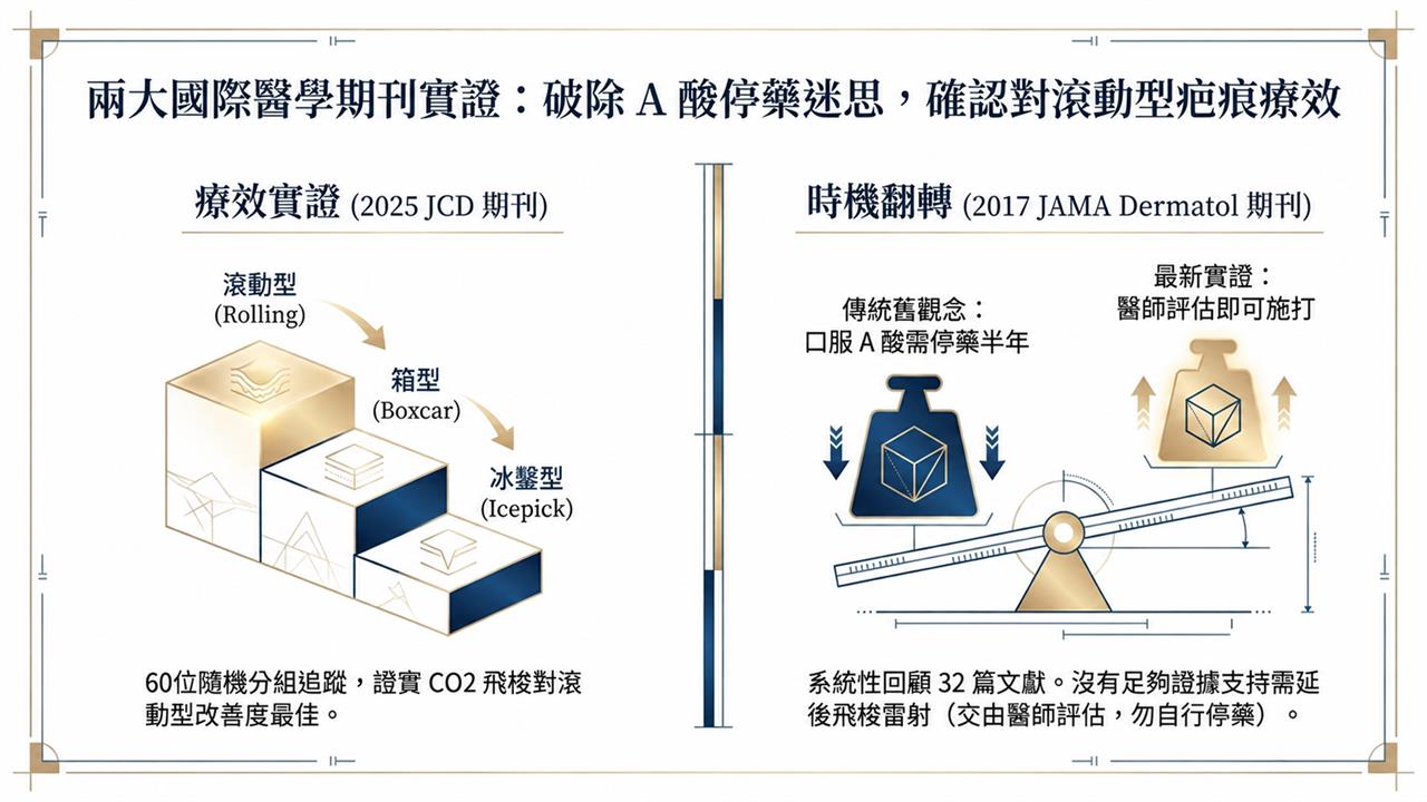 2025 JCD 與 2017 JAMA Dermatology 研究整理：口服A酸與飛梭雷射