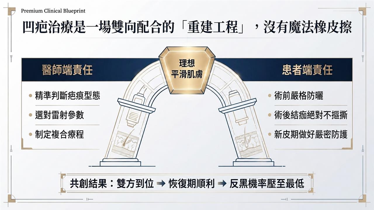 凹疤治療是醫師與患者雙向配合的重建工程