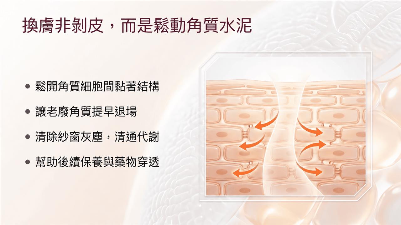 換膚非剝皮，而是鬆動角質水泥
