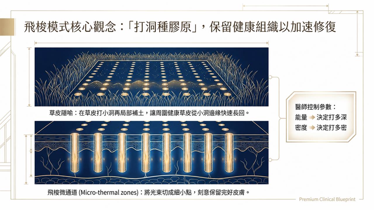 飛梭雷射打洞種膠原示意